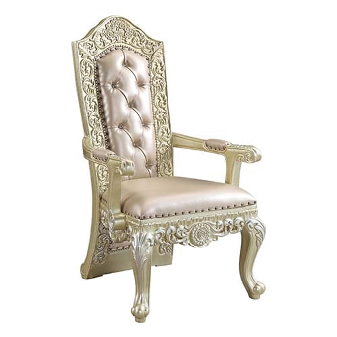 2 Acme Furniture Vatican Champagne Silver Arm Chairs ACM-DN00469