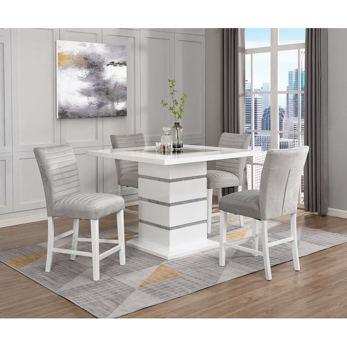 Acme Furniture Elizaveta Gray White 5pc Counter Height Set ACM-DN00817-DR-S2