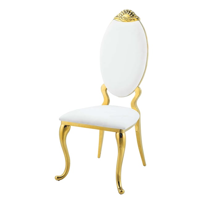 2 Acme Furniture Fallon White Mirrored Gold Side Chairs ACM-DN01190