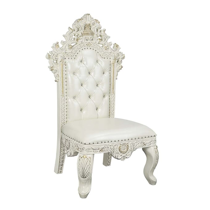 2 Acme Furniture Adara Pearl Antique White Side Chairs ACM-DN01230