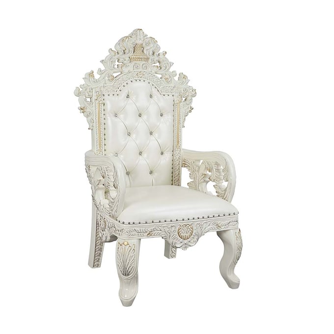 2 Acme Furniture Adara Pearl Antique White Arm Chairs ACM-DN01231