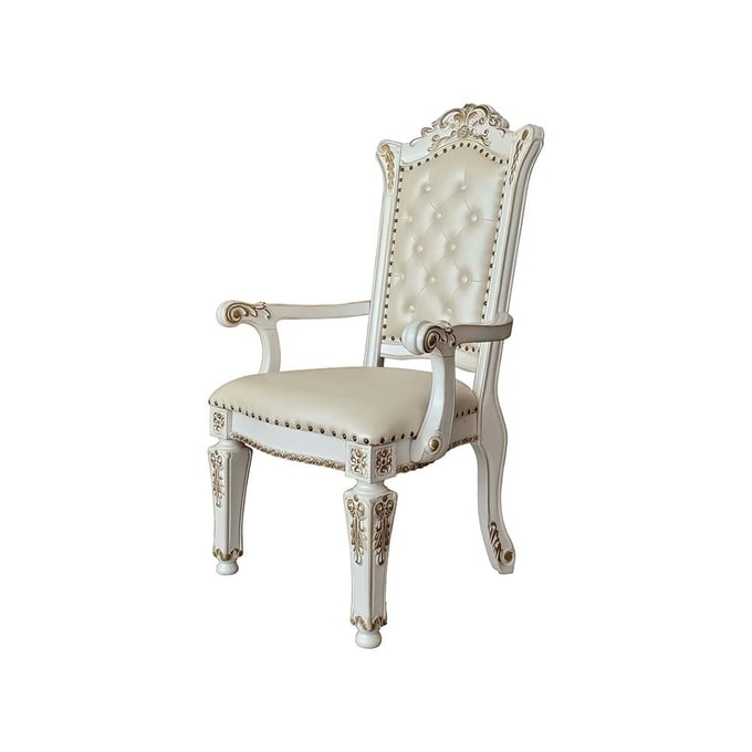 2 Acme Furniture Vendome Antique Pearl Arm Chairs ACM-DN01349