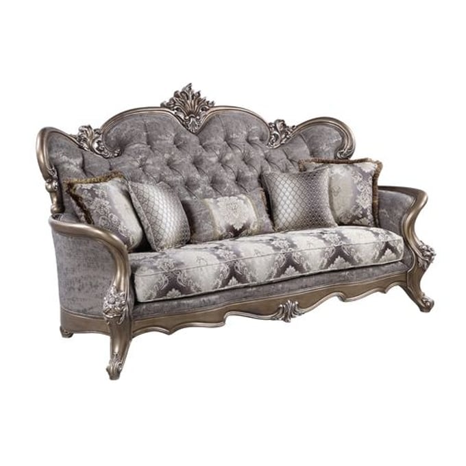 Acme Furniture Elozzol Antique Bronze Sofa with pillows ACM-LV00299