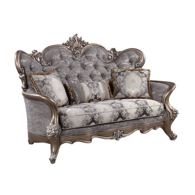 Acme Furniture Elozzol Antique Bronze Loveseat with pillows ACM-LV00300