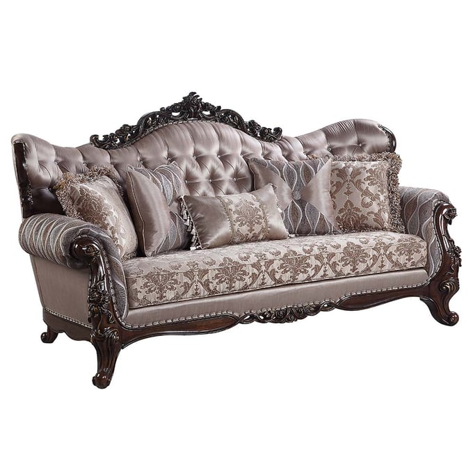 Acme Furniture Benbek Antique Oak Sofa with 5 Pillows ACM-LV00809