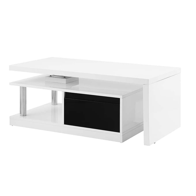 Acme Furniture Buck II White Black High Gloss Coffee Table with Swivel Top ACM-LV00997