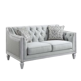 Acme Furniture Katia Light Gray Weathered White Loveseat with Pillows