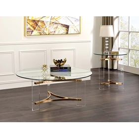 Acme Furniture Sosi Clear Gold 3pc Coffee Table Set