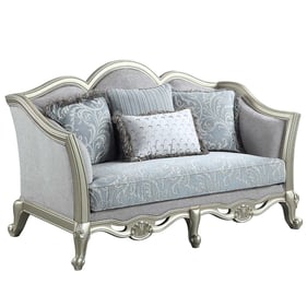 Acme Furniture Qunsia Light Gray Champagne Loveseat with Pillows