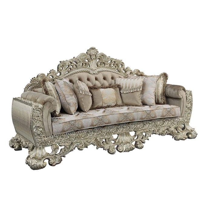 Acme Furniture Sorina Antique Gold Sofa with 7 Pillows ACM-LV01205