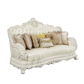 Acme Furniture Adara Pearl Antique White Sofa with 7 Pillows