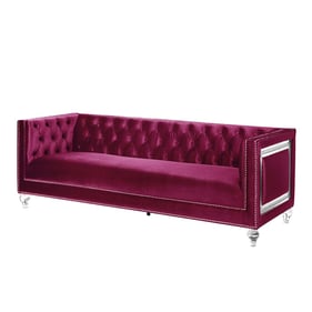 Acme Furniture Heibero Burgundy Sofa with Pillows