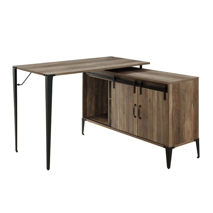 Acme Furniture Zakwani Rustic Oak Black Writing Desk ACM-OF00010