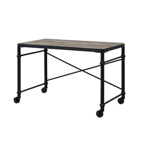 Acme Furniture Oklarth Rustic Oak Black Writing Desk